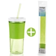  Shake&Go limezöld shaker pohár 550ml + 4 db szívószállal