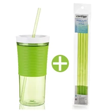  Shake&Go limezöld shaker pohár 550ml + 4 db szívószállal