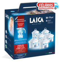 LAICA vízszűrő ajándékszett: Stream Line mechanikus vízszűrő kancsó fehér színben 6 db univerzális bi-flux szűrőbetéttel