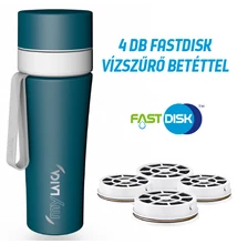 myLAICA komplett csomag 4 hónapra (vízszűrő kulacs 1+3 db AJÁNDÉK FAST DISK szűrővel, matt zöld színben, rozsdamentes acél, szilikon pánttal, 0,55 liter)