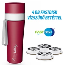 myLAICA komplett csomag 4 hónapra (vízszűrő kulacs 1+3 db AJÁNDÉK FAST DISK szűrővel, matt piros színben, rozsdamentes acél, szilikon pánttal, 0,55 liter) 