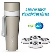 myLAICA komplett csomag 4 hónapra (vízszűrő kulacs 1+3 db AJÁNDÉK FAST DISK szűrővel, matt bézs színben, rozsdamentes acél, szilikon pánttal, 0,55 liter)