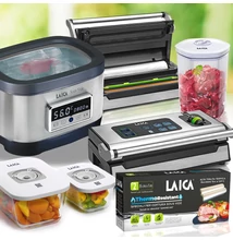 LAICA &quot;Professional Plus&quot; sous vide csomag vákuumos fóliahegesztővel, vákuumfóliával és marináló-vákuumozó üvegedény szettel