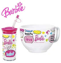 Barbie csomag - 2 db-os: műzlis bögre, szívószálas ivópohár