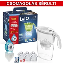 CSOMAGOLÁS SÉRÜLT LAICA "fehér" ajándékszett - vízenergiás órával és 3 hónapra elegendő szűrőbetéttel - CSOMAGOLÁS SÉRÜLT