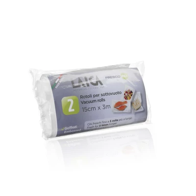 LAICA BPA mentes vákuumfólia tömlő (2db légcsatornás, EXTRA erős 15x300cm-es vákuumcsomagoló tekercs)