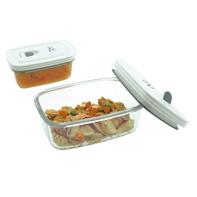 2 db-os hermetikusan zárható üveg ételtároló szett 830ml + 400ml