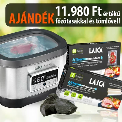 LAICA 8L-es sous vide medencés főző 700w AJÁNDÉK főzőtasakkal és fóliával
