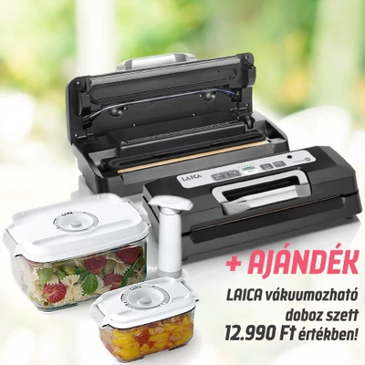 LAICA OPTIMAL vákuumozó fóliahegesztő gép 12L/perc AJÁNDÉK 12.990 Ft értékű LAICA vákuumozható doboz szettel