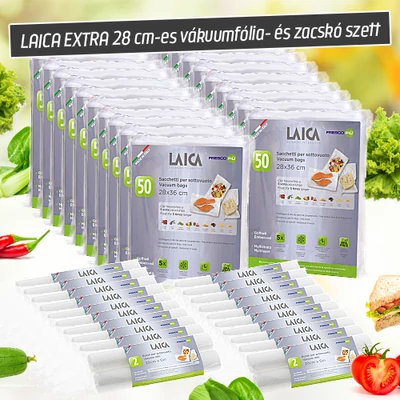 LAICA EXTRA 28 cm-es vákuumfólia és vákuum zacskó (BPA mentes, légcsatornás) 