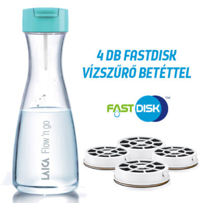 LAICA Flow 'n go vízszűrő palack 1 liter, 1+3 db FAST DISK szűrővel 