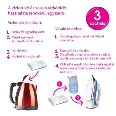 Ecozone vízforraló és vasaló vízkőoldó (3 tasak)