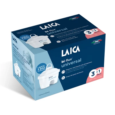 LAICA Stream Line Tiffany türkiz vízszűrő kancsó digitális kijelzővel 1+4 db bi-flux SLIM univerzális szűrőbetéttel