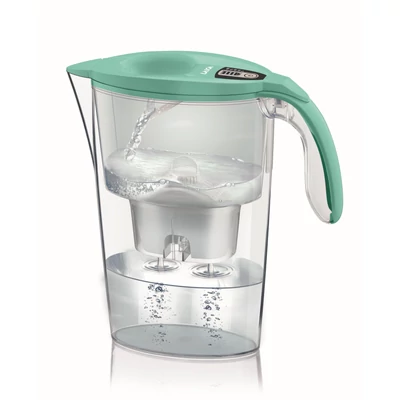 LAICA Stream Line Tiffany türkiz vízszűrő kancsó digitális kijelzővel 1+4 db bi-flux SLIM univerzális szűrőbetéttel