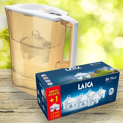 LAICA Prime Line Spring 3 literes vízszűrő kancsó barack 1+6 db univerzális szűrőbetéttel