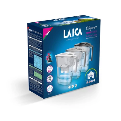 LAICA Prime Line vízszűrő kancsó fekete tetővel 1+3 db univerzális szűrőbetéttel