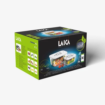 LAICA 2 db -os vákuumozható üvegedény szett 0,5 L + 1,5 L