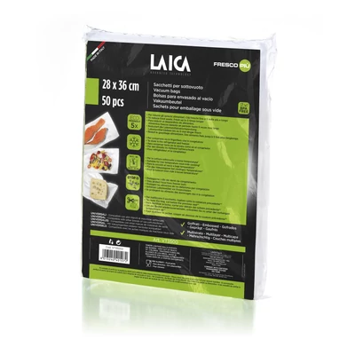 LAICA BPA mentes vákuum zacskó (50db légcsatornás, EXTRA erős 28*36cm-es vákuumtasak vákuumcsomagoláshoz)