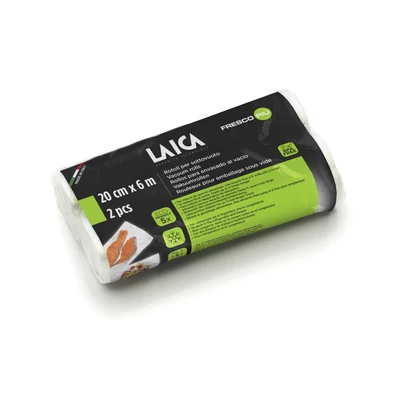 LAICA BPA mentes vákuumfólia tömlő (2db légcsatornás, EXTRA erős 20cm*600cm-es vákuumcsomagoló tekercs)
