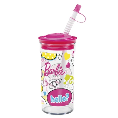 Barbie csomag - 2 db-os: műzlis bögre, szívószálas ivópohár
