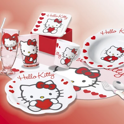Hello Kitty műanyag pohár, szívószállal - 240 ml