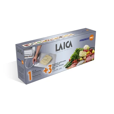 LAICA vákuumozó adapter + 3db szelepes vákuumozó tasak 23*26 cm 